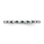 14K White Gold 1/10 carat Blue and White Diamond Complete Band