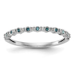 14K White Gold 1/10 carat Blue and White Diamond Complete Band