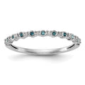 14K White Gold 1/10 carat Blue and White Diamond Complete Band