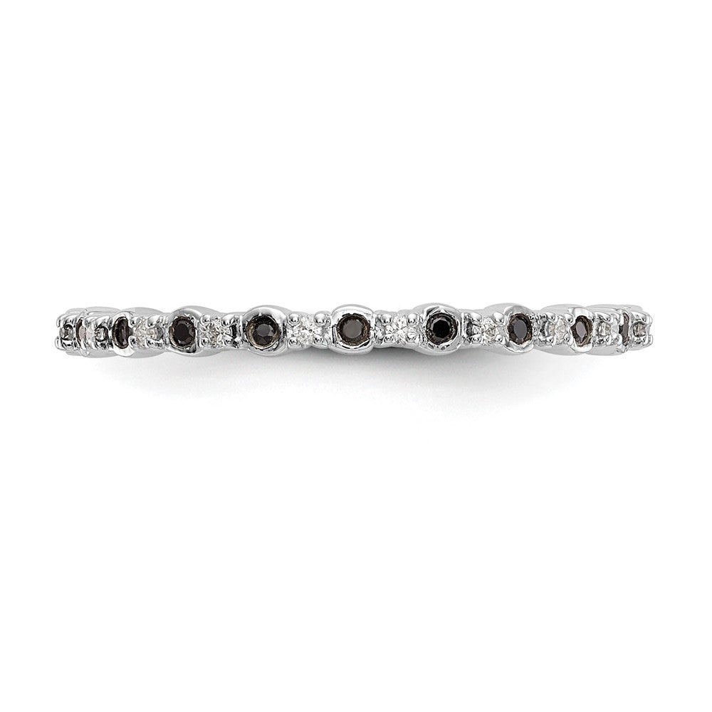 14K White Gold 1/10 carat Black and White Diamond Complete Band