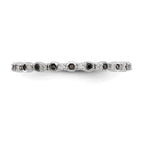 14K White Gold 1/10 carat Black and White Diamond Complete Band