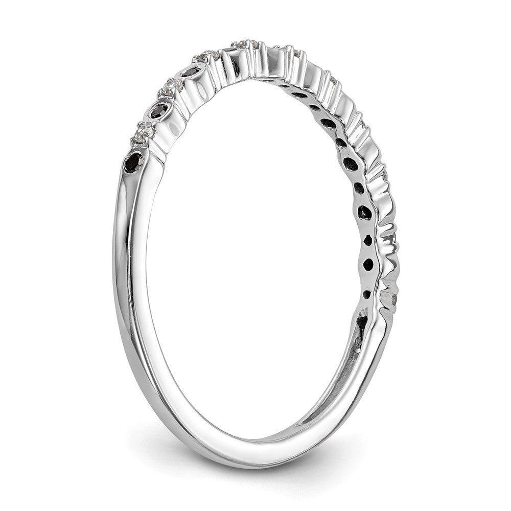 14K White Gold 1/10 carat Black and White Diamond Complete Band