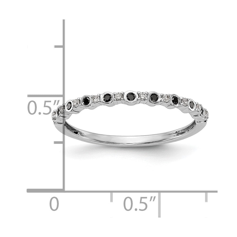 14K White Gold 1/10 carat Black and White Diamond Complete Band