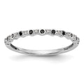 14K White Gold 1/10 carat Black and White Diamond Complete Band