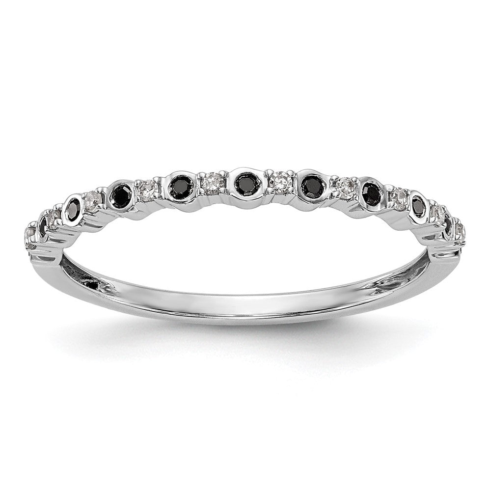 14K White Gold 1/10 carat Black and White Diamond Complete Band