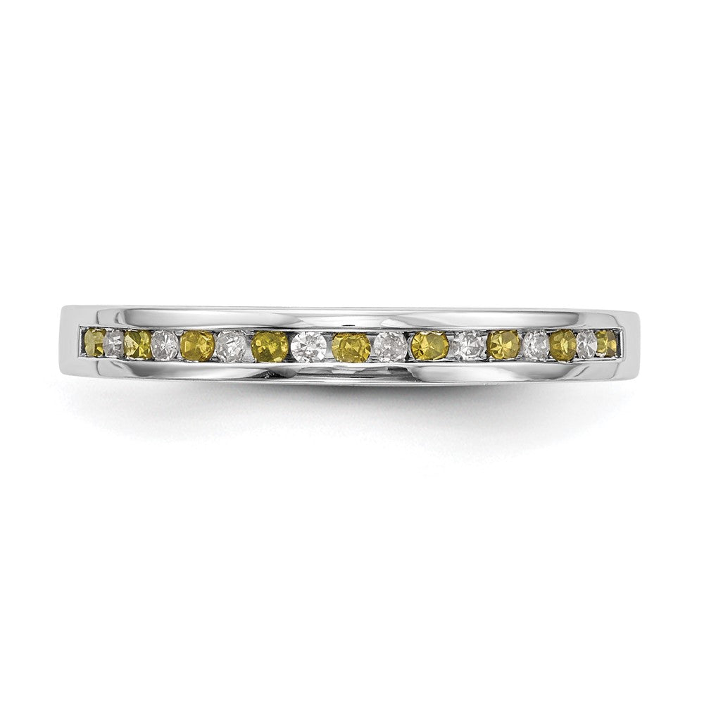 14k White Gold Yellow & White Diamond Band