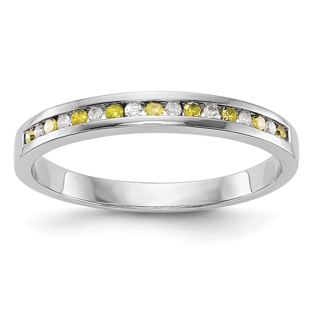 14k White Gold Yellow & White Diamond Band