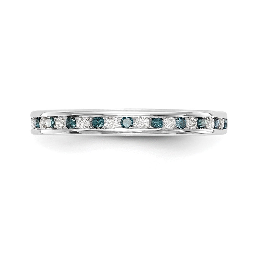 14K White Gold 1/4 carat Blue and White Diamond Complete Channel Band