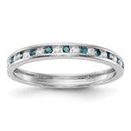 14K White Gold 1/4 carat Blue and White Diamond Complete Channel Band