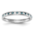 14K White Gold 1/4 carat Blue and White Diamond Complete Channel Band
