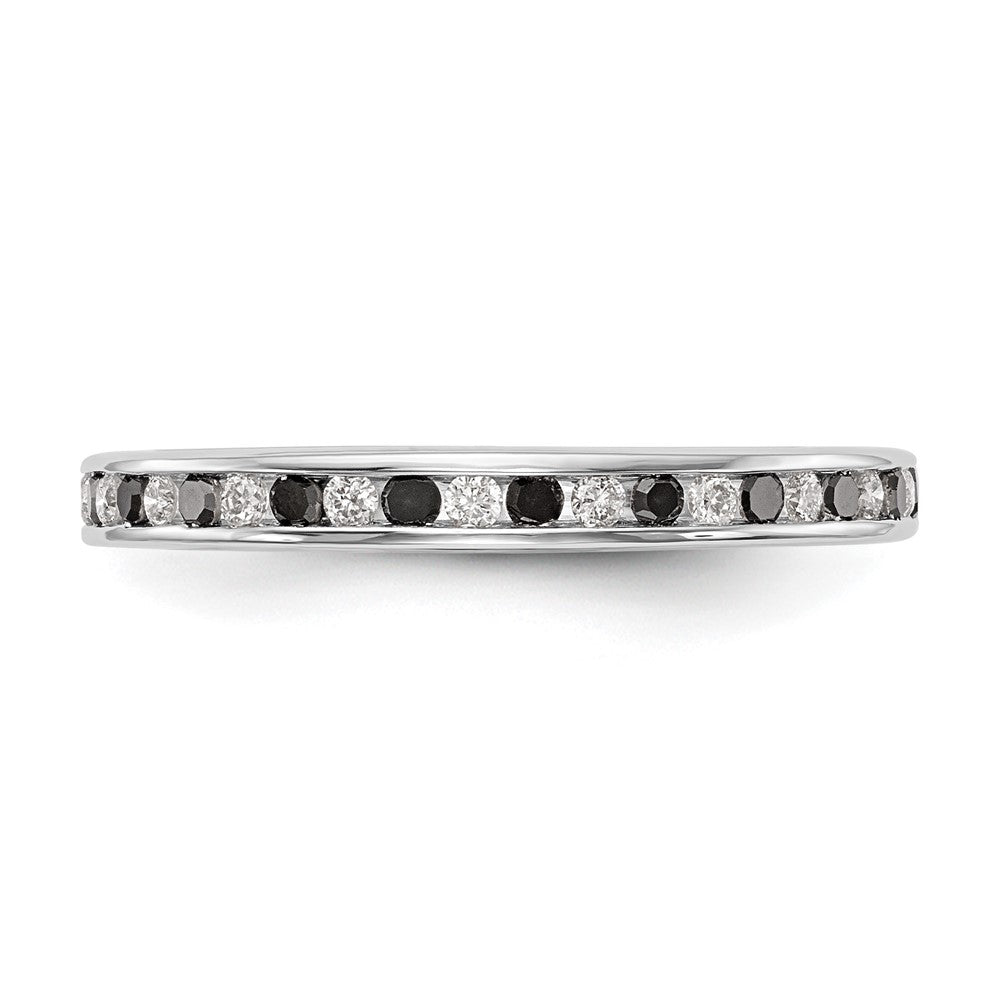 14K White Gold 1/4 carat Black and White Diamond Complete Channel Band