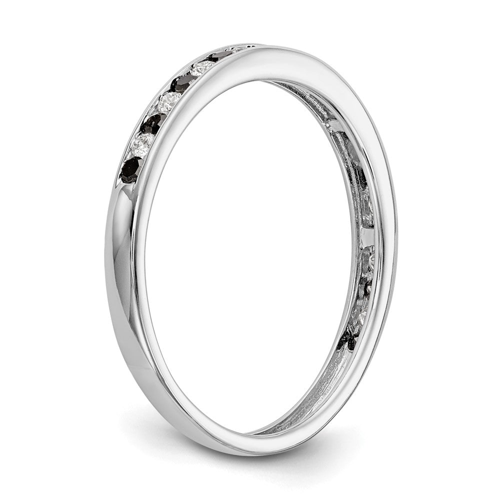 14K White Gold 1/4 carat Black and White Diamond Complete Channel Band