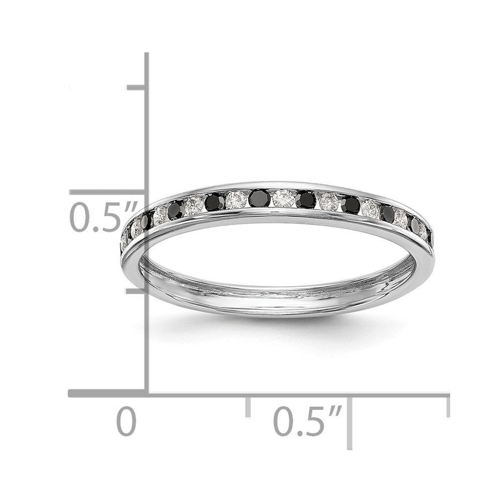 14K White Gold 1/4 carat Black and White Diamond Complete Channel Band