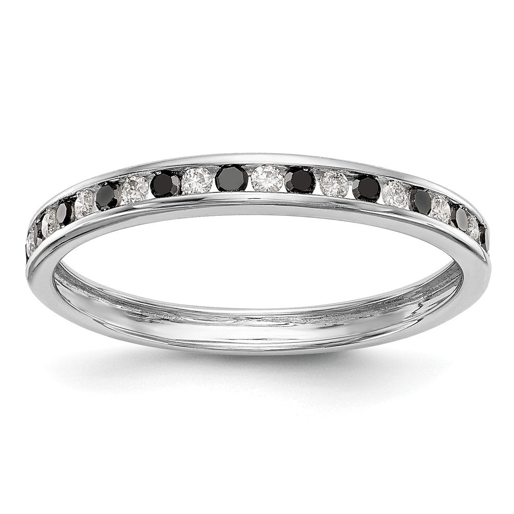 14K White Gold 1/4 carat Black and White Diamond Complete Channel Band