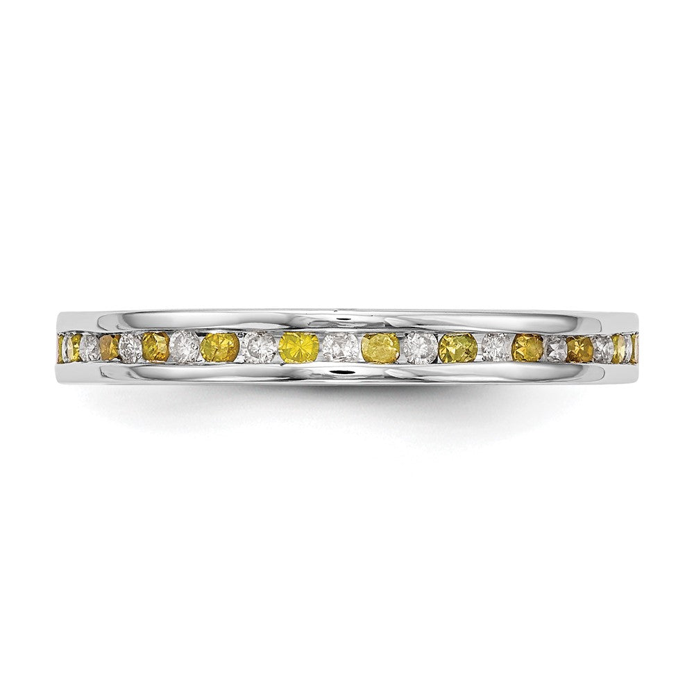 14k White Gold Yellow & White Diamond Band