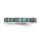 14k White Gold 3/4 carat Blue Diamond Complete Channel Band