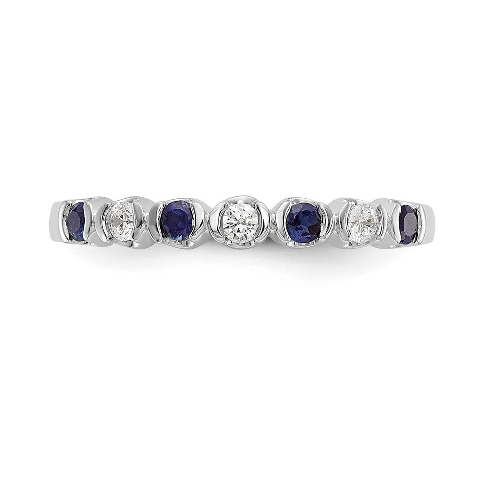 14k White Gold Blue & White Diamond Band