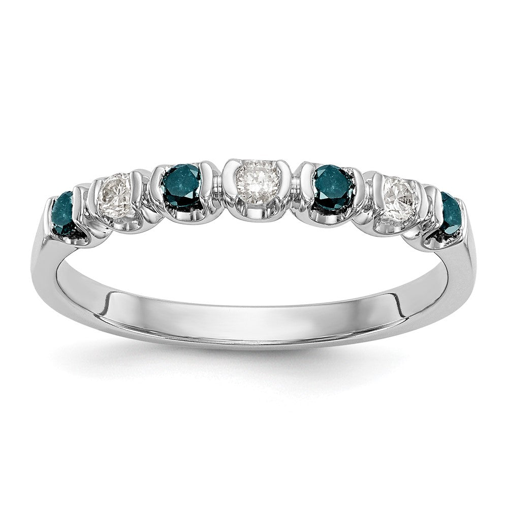 14k White Gold Blue & White Diamond Band