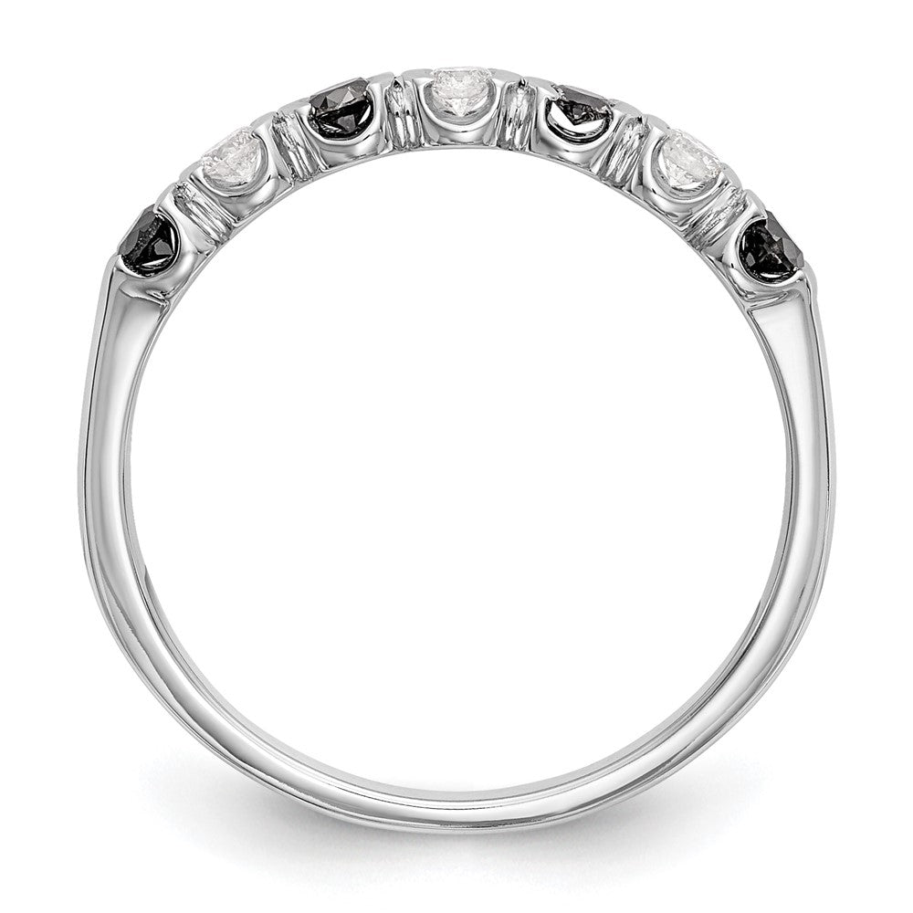 14K White Gold Black & White Diamond Band