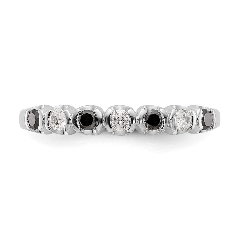 14K White Gold Black & White Diamond Band