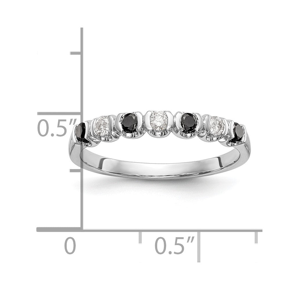14K White Gold Black & White Diamond Band