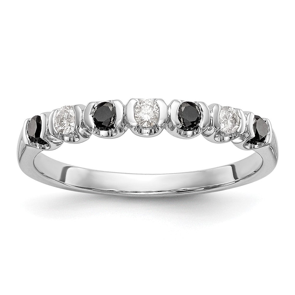 14K White Gold Black & White Diamond Band
