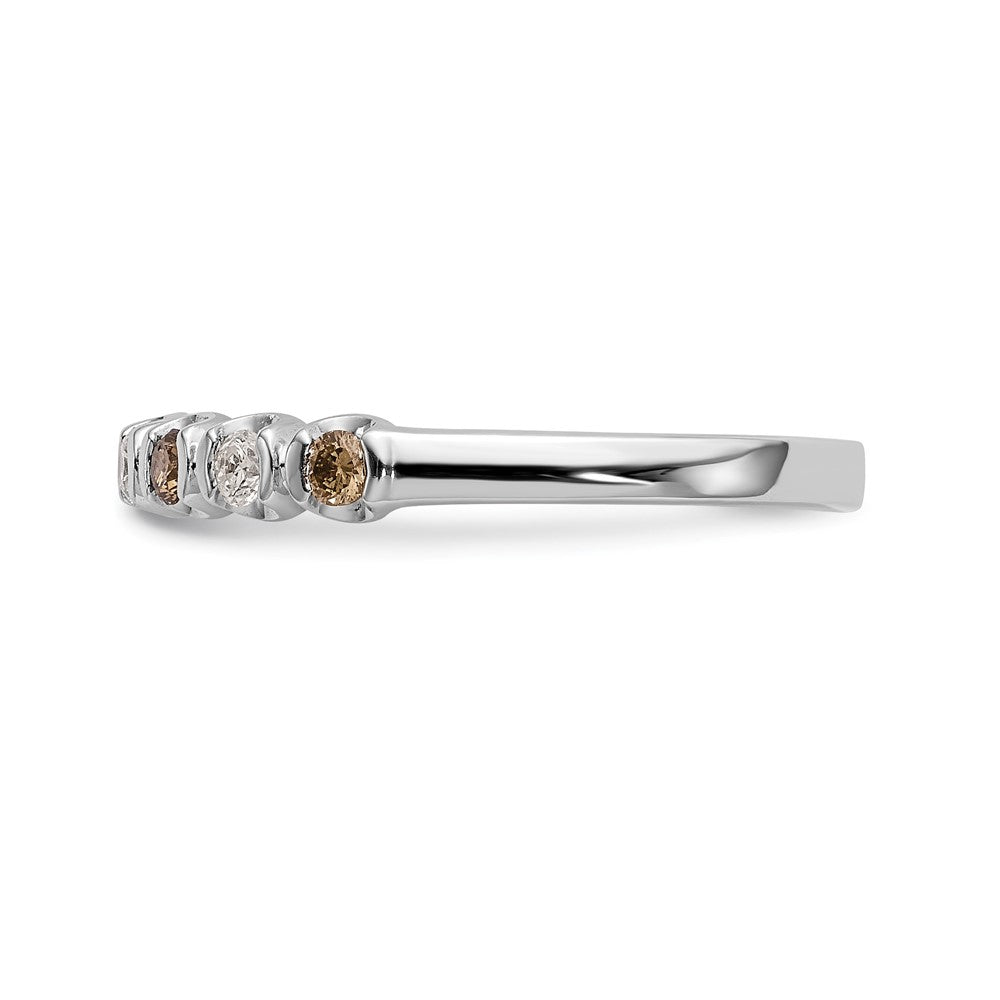 14k White Gold Champagne & White Diamond Band