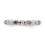 14k White Gold Champagne & White Diamond Band