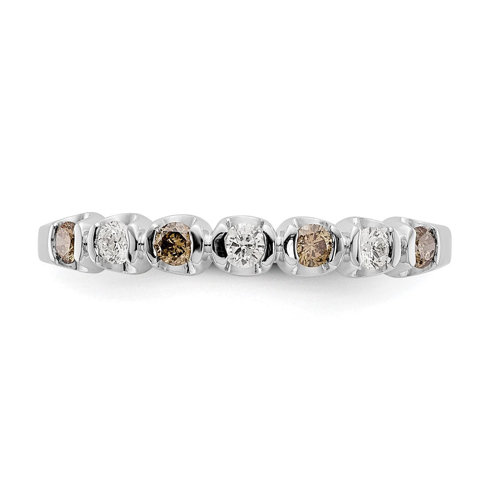 14k White Gold Champagne & White Diamond Band