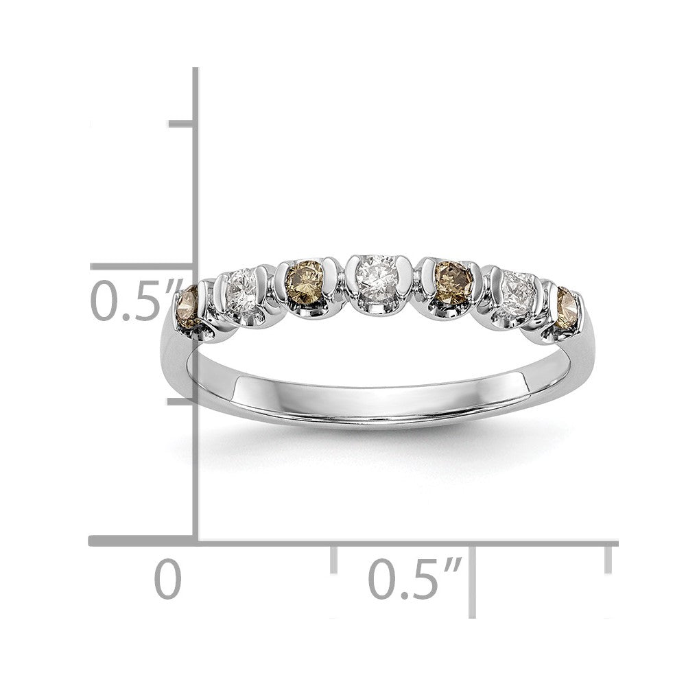 14k White Gold Champagne & White Diamond Band