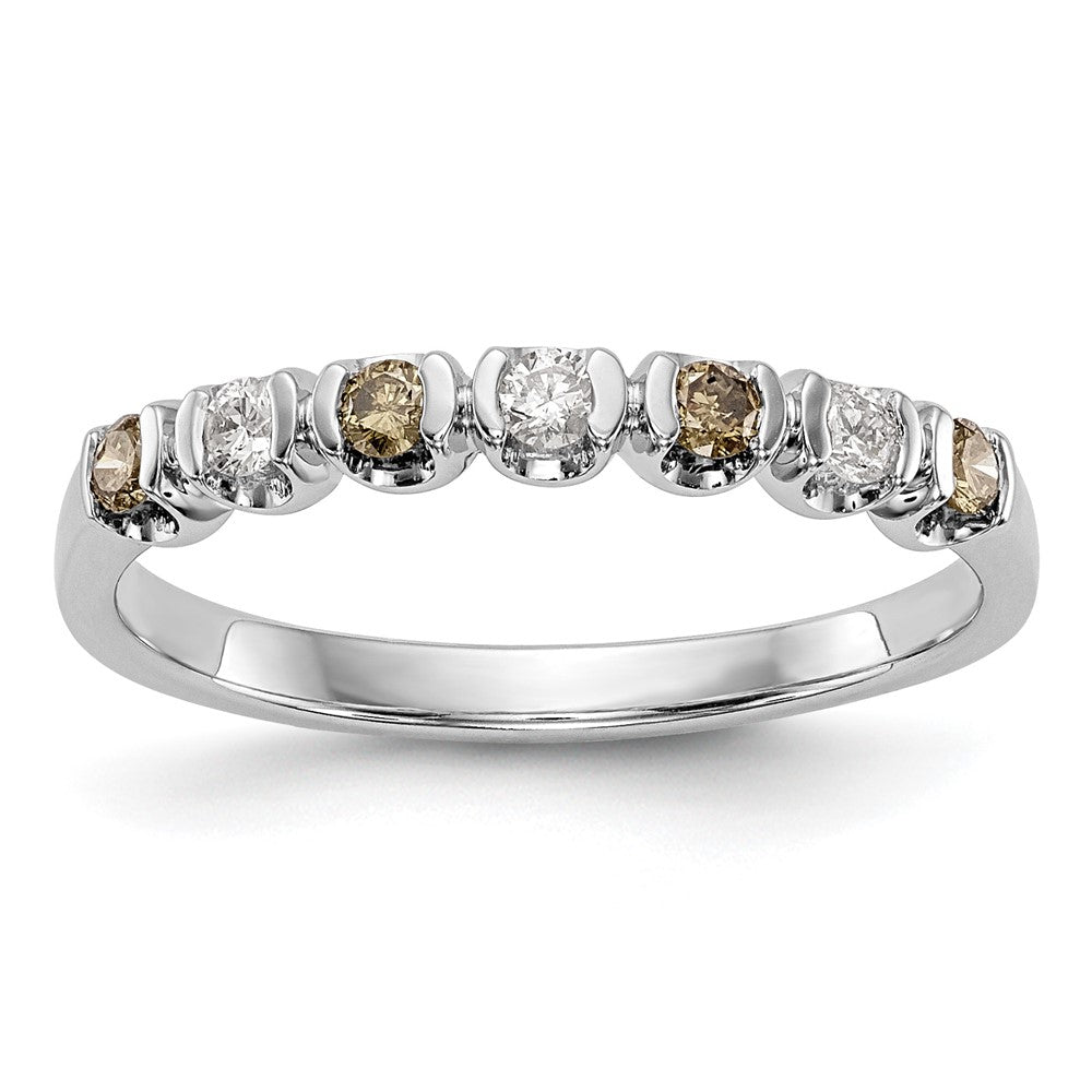 14k White Gold Champagne & White Diamond Band