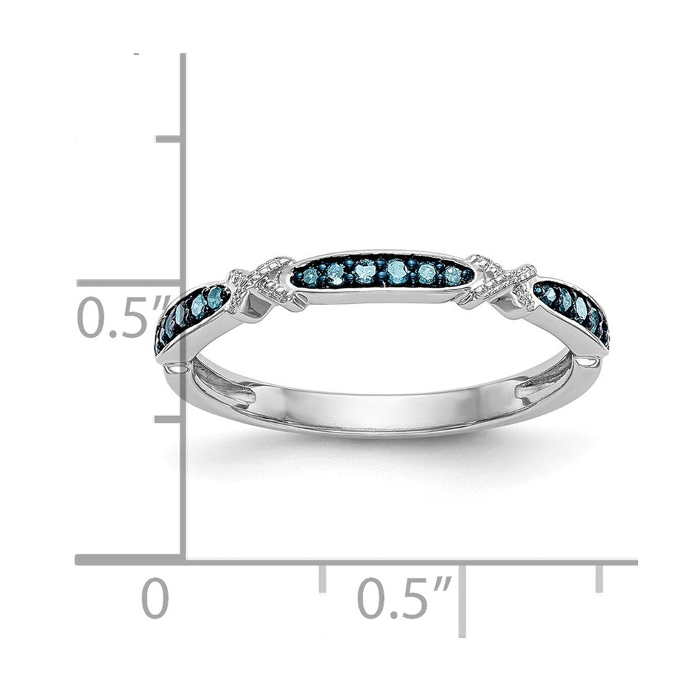 14k White Gold X-Design 1/10 carat Blue Diamond Complete Band