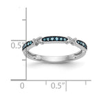 14k White Gold X-Design 1/10 carat Blue Diamond Complete Band