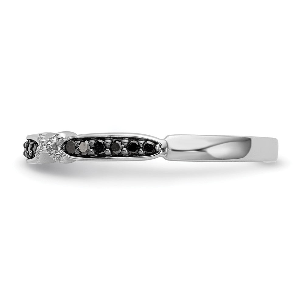14k White Gold X-Design 1/10 carat Black Diamond Complete Band