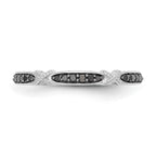 14k White Gold X-Design 1/10 carat Black Diamond Complete Band