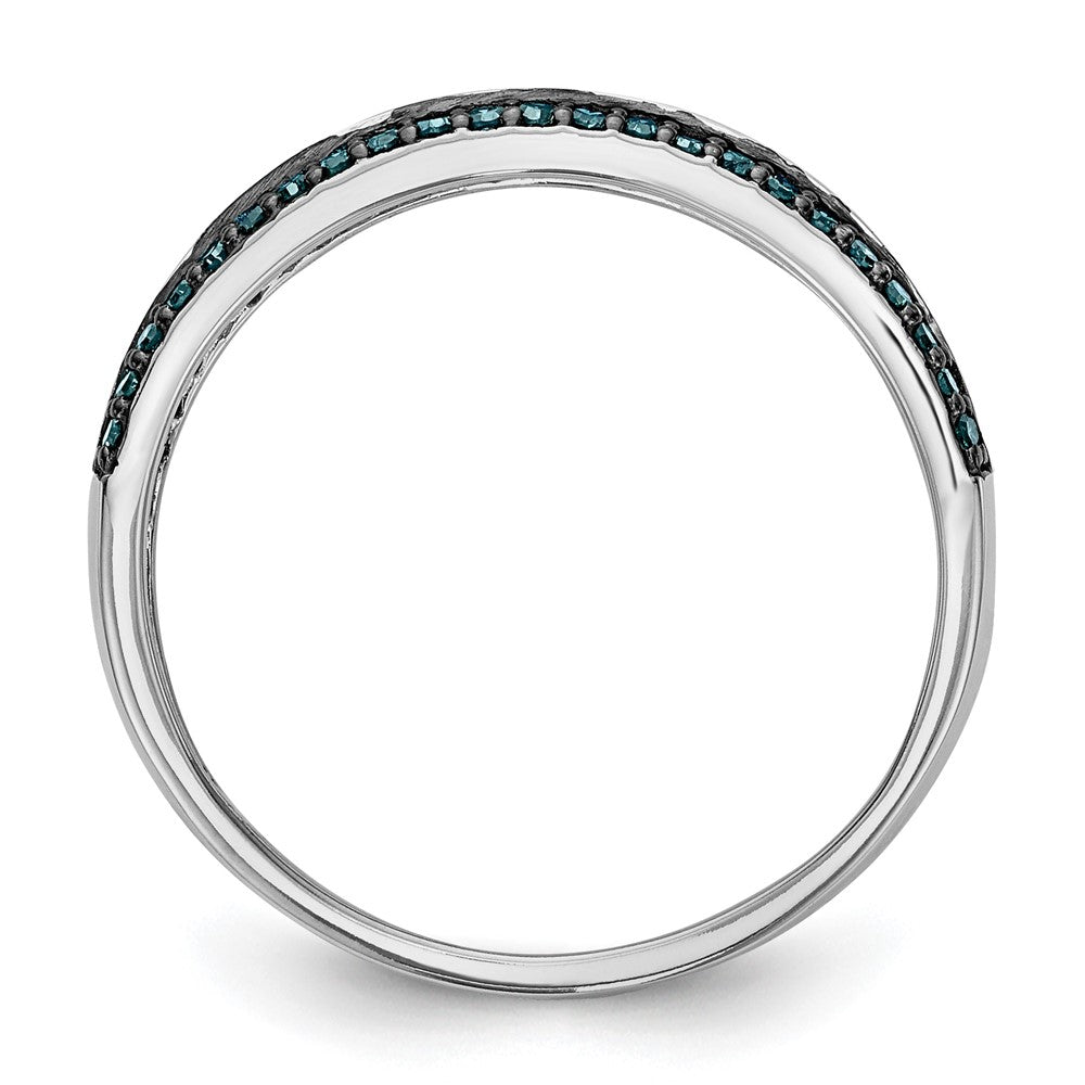 14k White Gold 3/4 carat Blue and White Diamond Complete Channel Band
