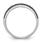 14k White Gold 3/4 carat Blue and White Diamond Complete Channel Band