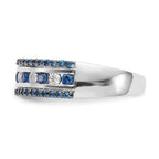 14k White Gold 3/4 carat Blue and White Diamond Complete Channel Band