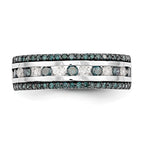 14k White Gold 3/4 carat Blue and White Diamond Complete Channel Band