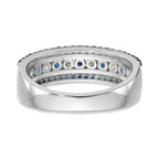 14k White Gold 3/4 carat Blue and White Diamond Complete Channel Band