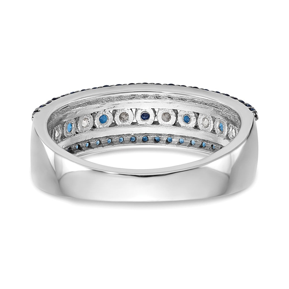 14k White Gold 3/4 carat Blue and White Diamond Complete Channel Band