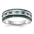 14k White Gold 3/4 carat Blue and White Diamond Complete Channel Band