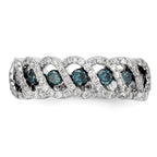 14k White Gold Blue & White Diamond Band