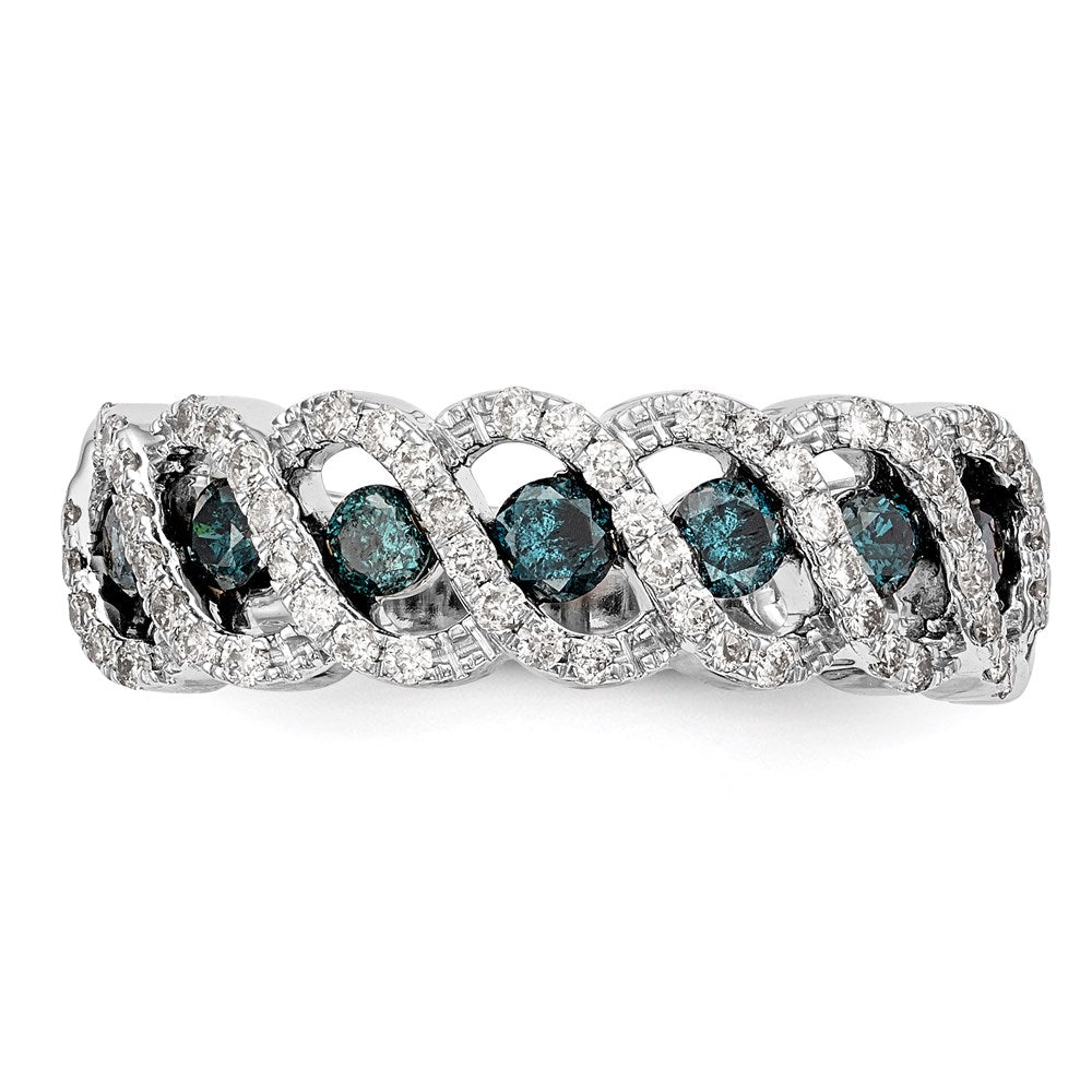 14k White Gold Blue & White Diamond Band