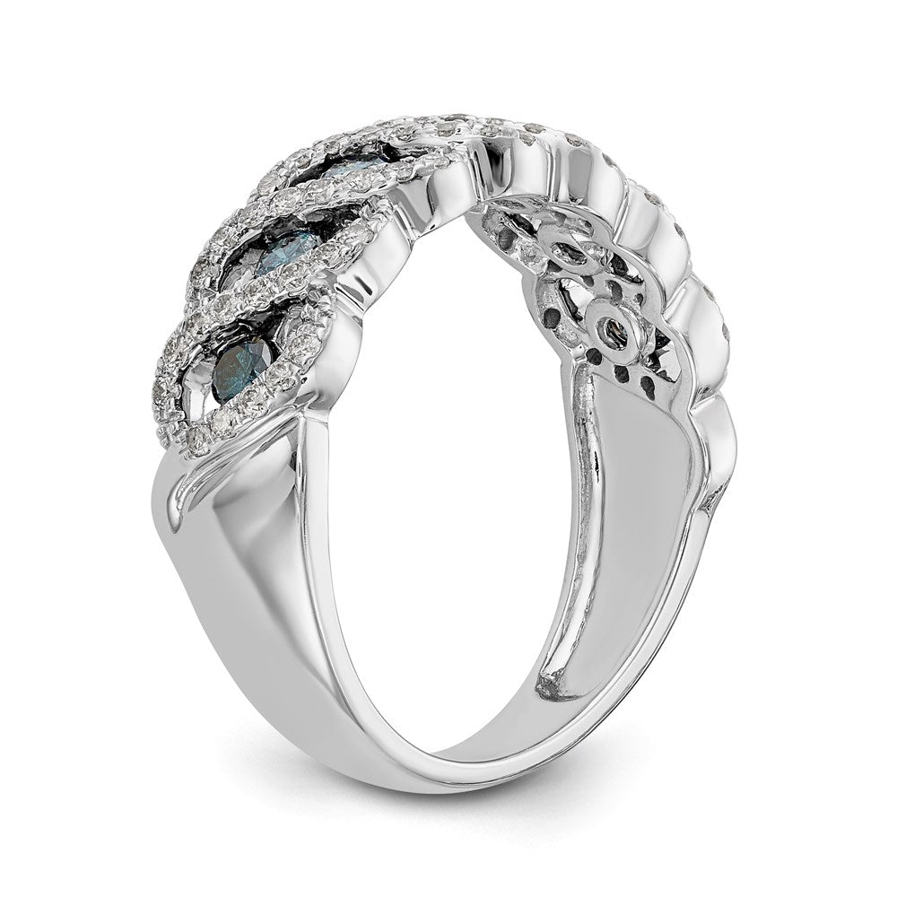 14k White Gold Blue & White Diamond Band