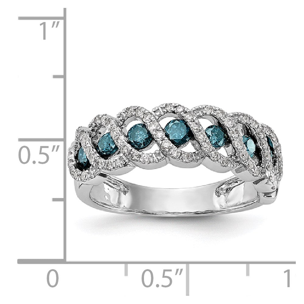 14k White Gold Blue & White Diamond Band