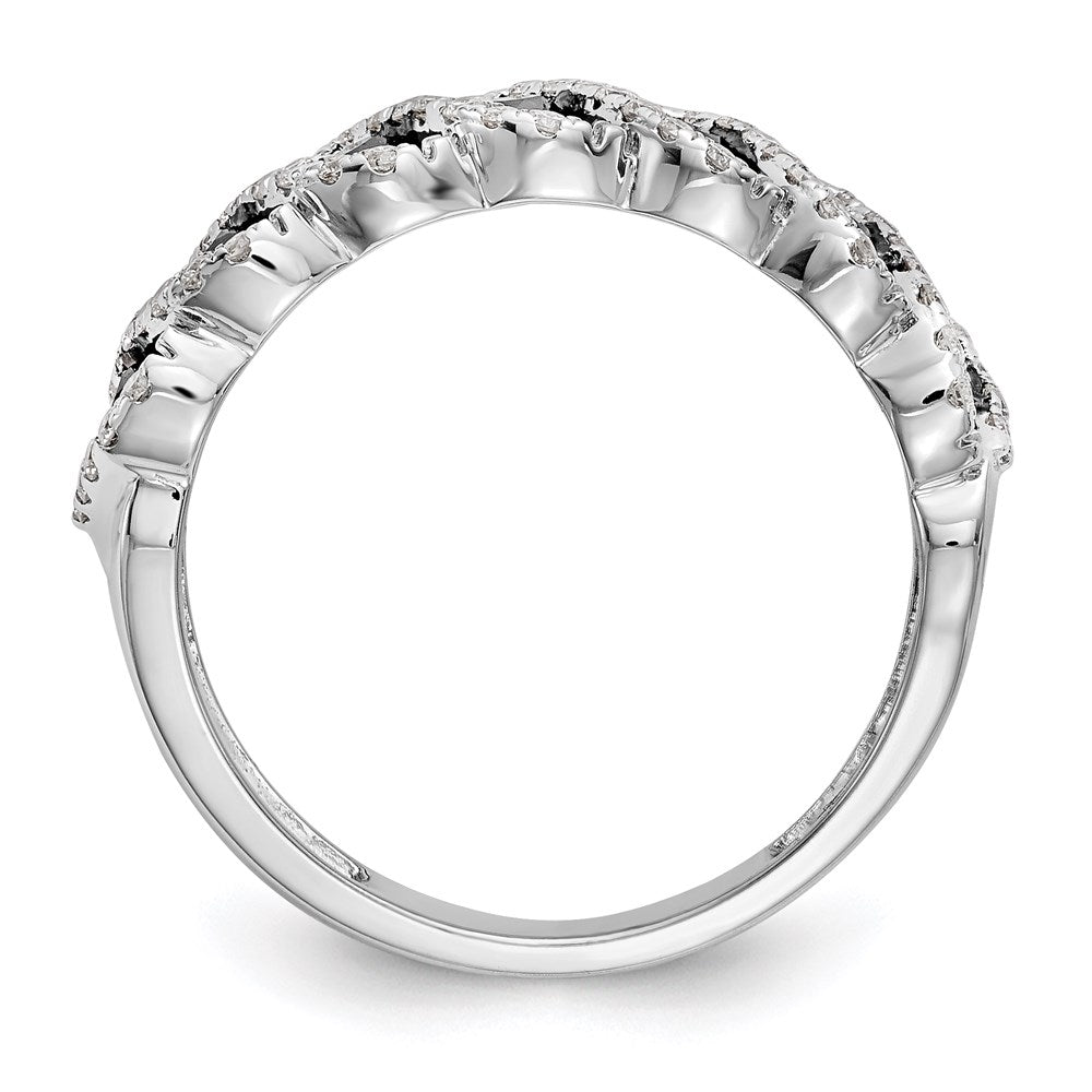 14k White Gold Black & White Diamond Band