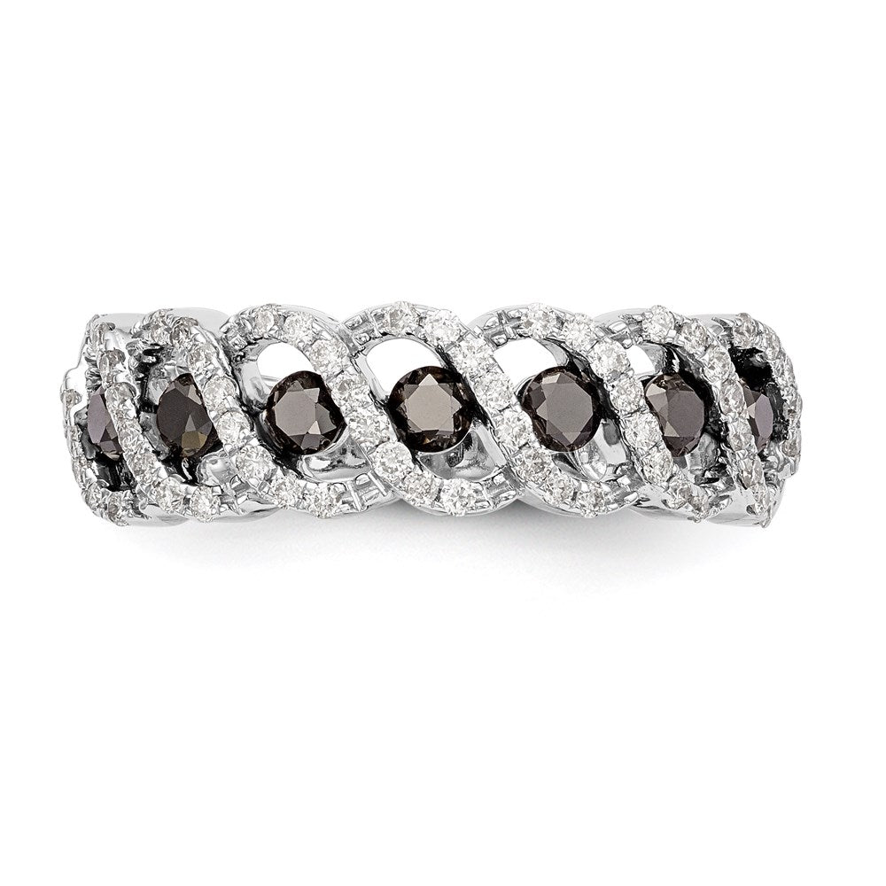 14k White Gold Black & White Diamond Band