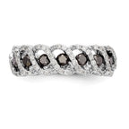 14k White Gold Black & White Diamond Band