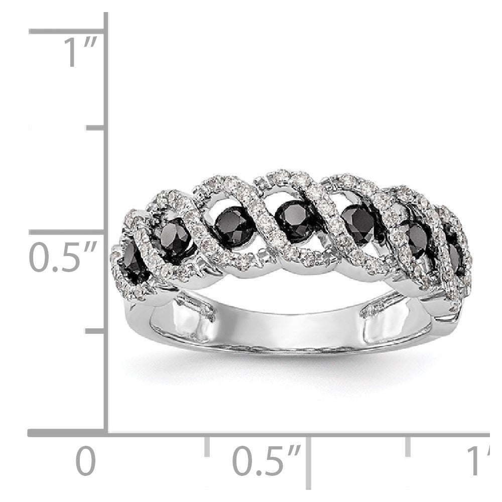 14k White Gold Black & White Diamond Band
